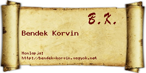 Bendek Korvin névjegykártya